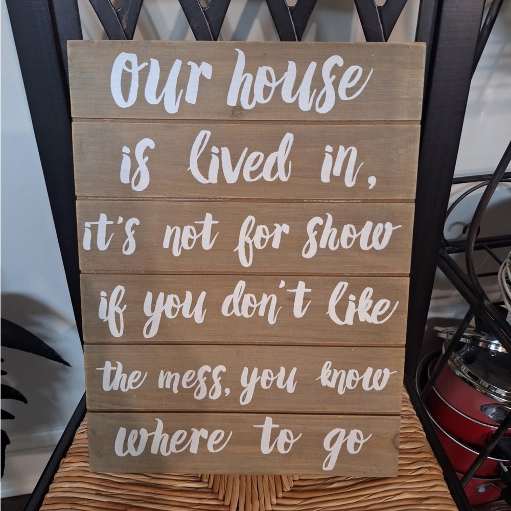 Rustic Brown Wall Sign with White Text